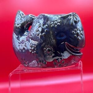 Blue Ceramic Floral Ring Holder